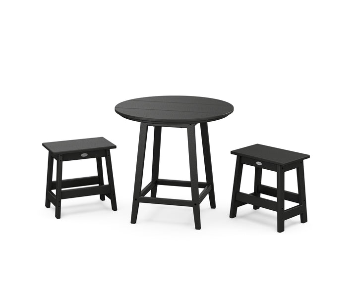 POLYWOOD® Modern Studio Stool 3-Piece Round Bistro Set