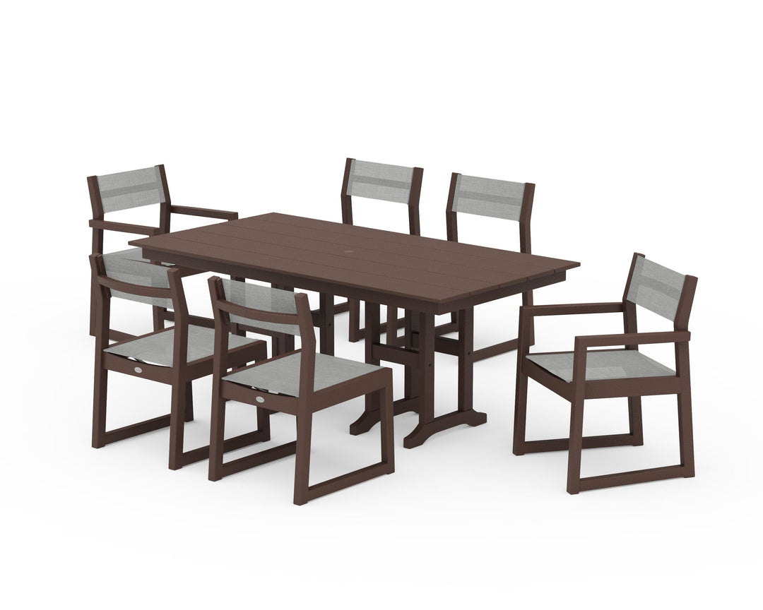 POLYWOOD® EDGE Sling 7-Piece Farmhouse Dining Set