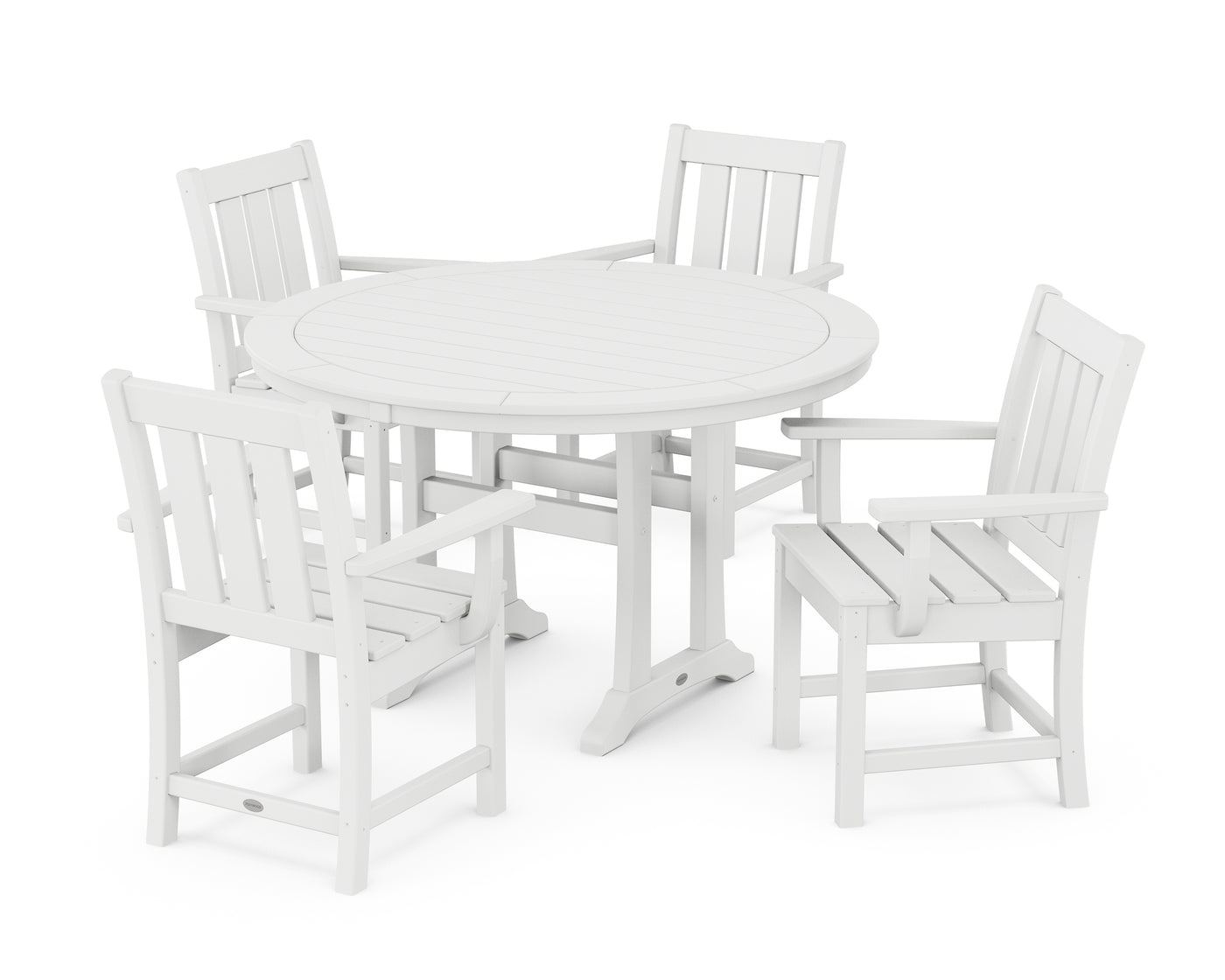 Oxford 5-Piece Round Dining Set with Trestle Legs