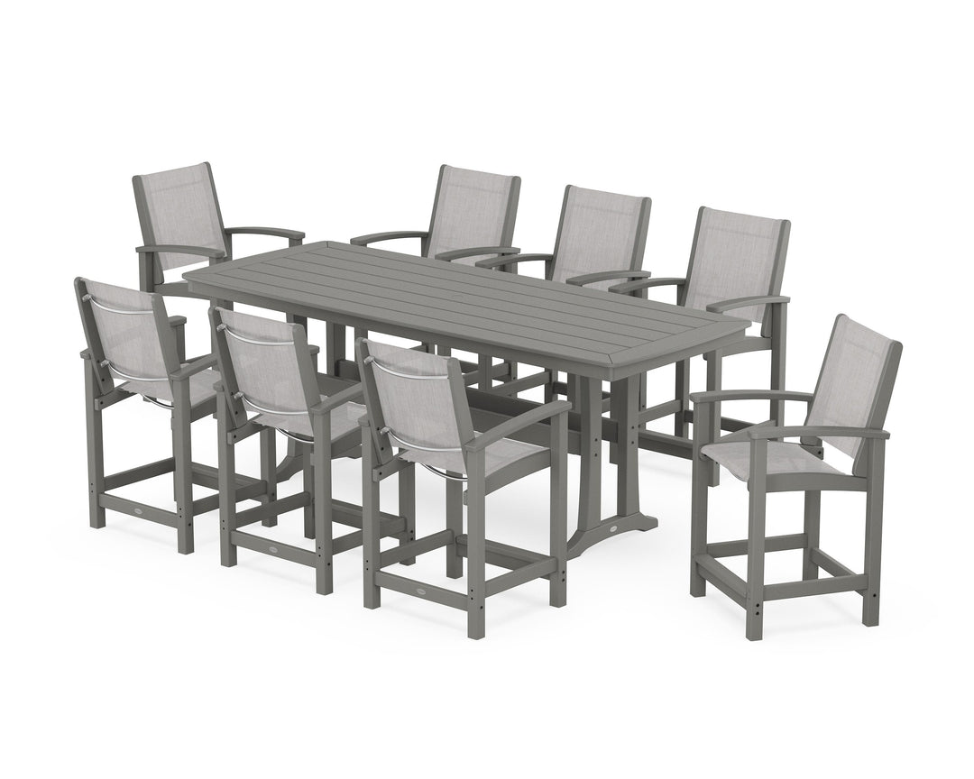 POLYWOOD® Coastal 9-Piece Counter Set with Trestle Legs