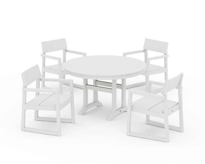 POLYWOOD® EDGE 5-Piece Round Dining Set with Trestle Legs