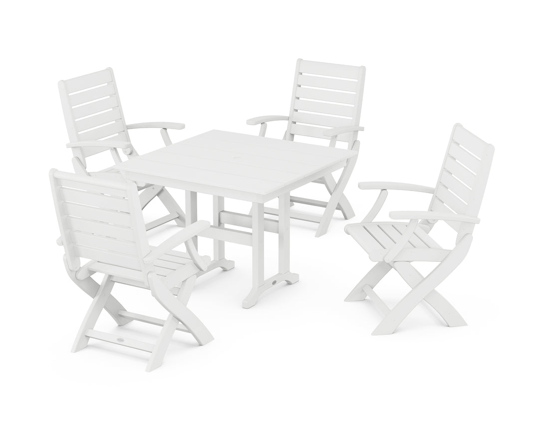 POLYWOOD® Signature Folding Chair 5-Piece Farmhouse Dining Set