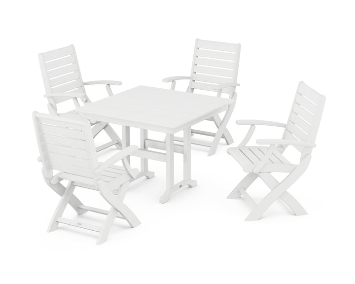 POLYWOOD® Signature Folding Chair 5-Piece Farmhouse Dining Set