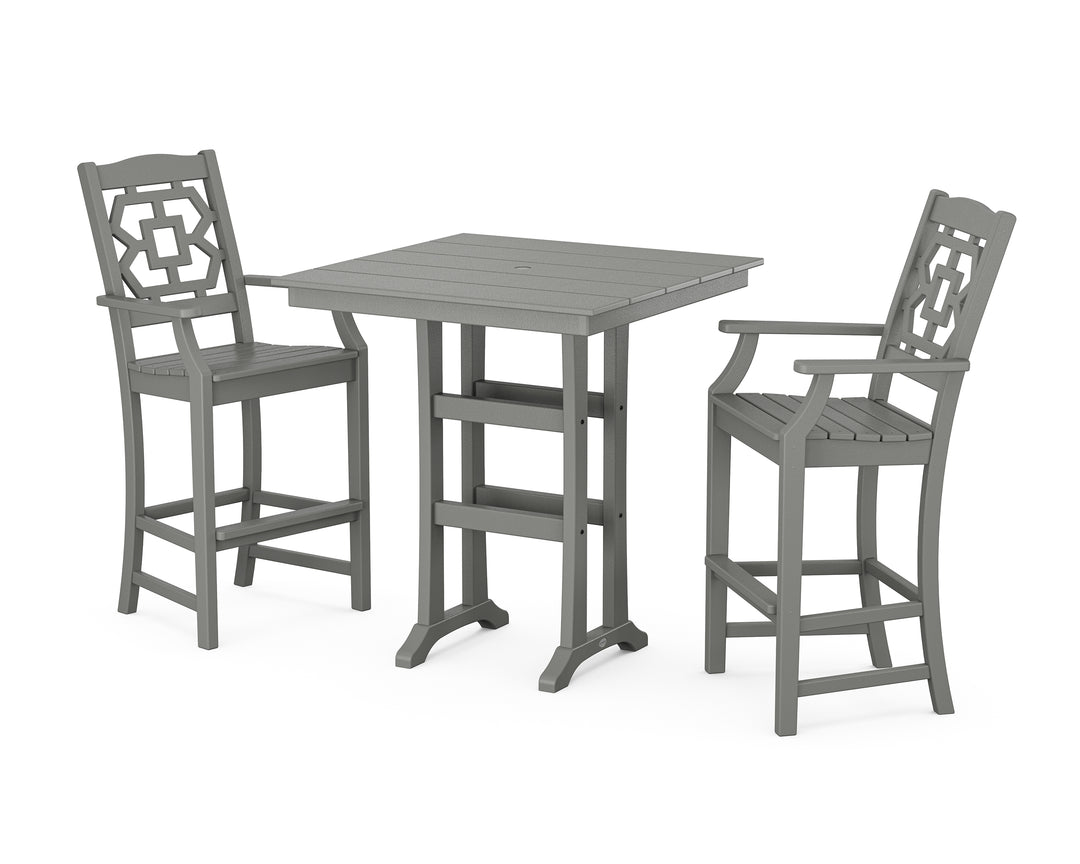 Martha Stewart by POLYWOOD® Chinoiserie 3-Piece Farmhouse Bar Set with Trestle Legs