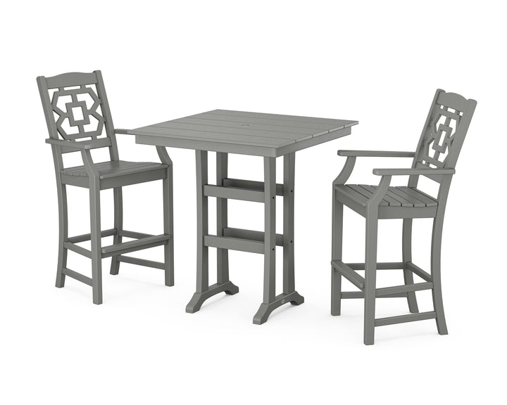 Martha Stewart by POLYWOOD® Chinoiserie 3-Piece Farmhouse Bar Set with Trestle Legs