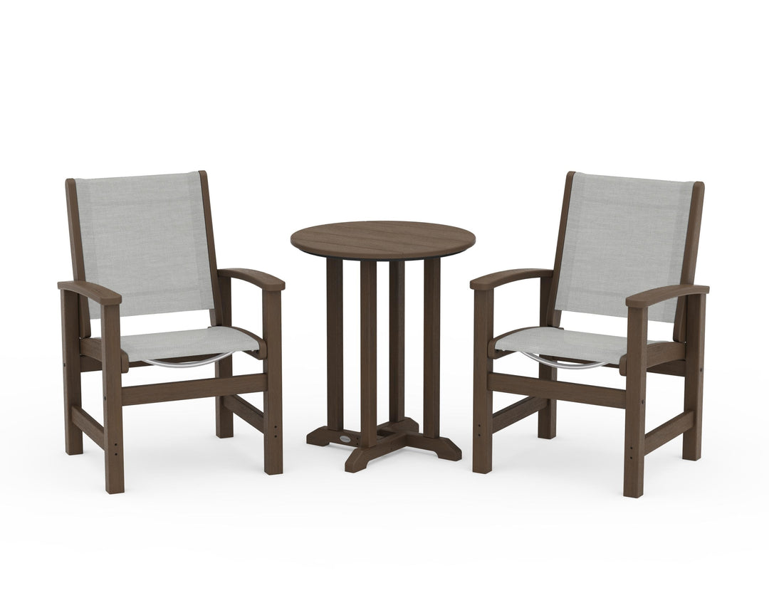 POLYWOOD® Coastal 3-Piece Round Bistro Dining Set