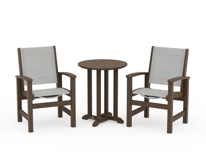 POLYWOOD® Coastal 3-Piece Round Bistro Dining Set