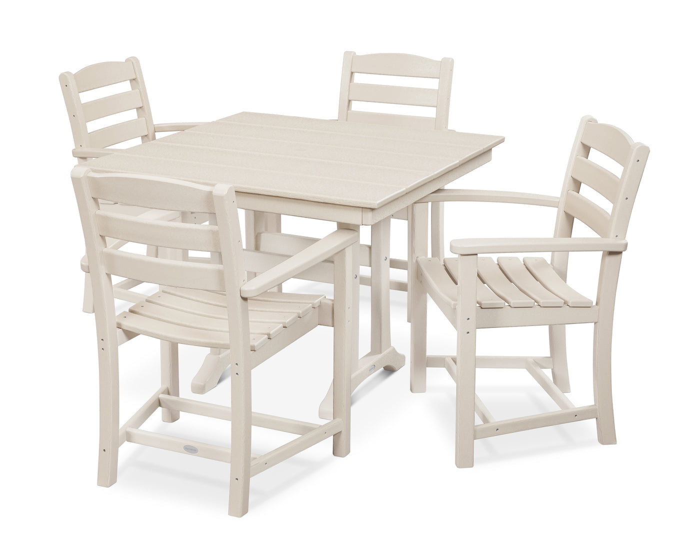 La Casa CafŽ 5-Piece Farmhouse Trestle Arm Chair Dining Set