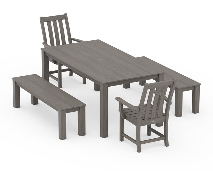 POLYWOOD® Vineyard 5-Piece Parsons Dining Set with Benches