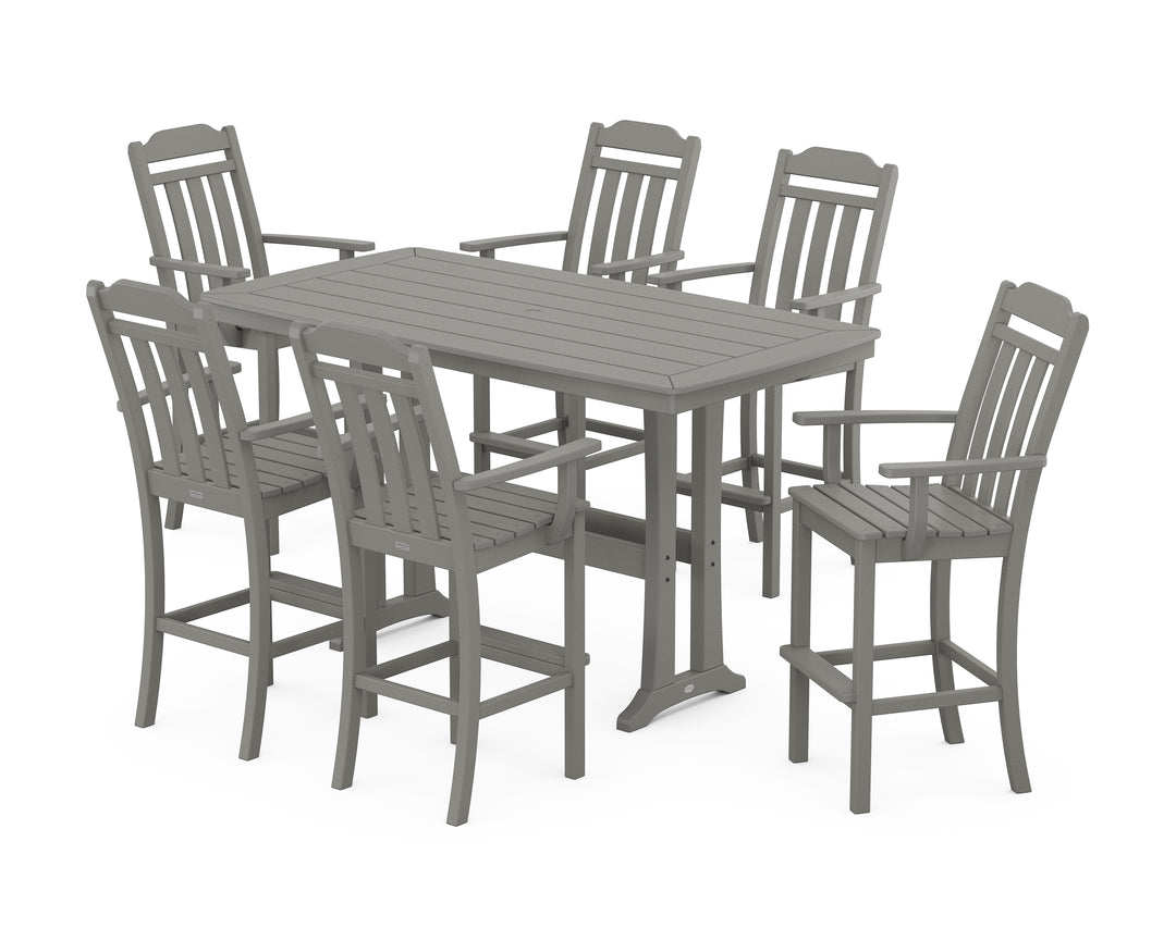 Country Living Cottage Arm Chair 7-Piece Bar Set with Trestle Legs