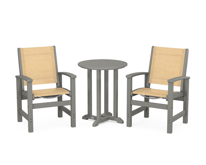 POLYWOOD® Coastal 3-Piece Round Bistro Dining Set