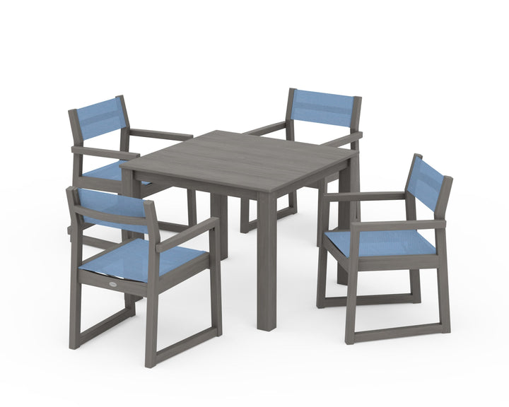 POLYWOOD® EDGE Sling Arm Chair 5-Piece Parsons Dining Set