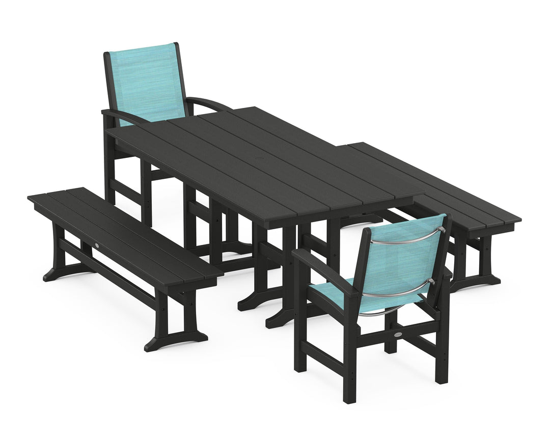 POLYWOOD® Coastal 5-Piece Farmhouse Dining Set
