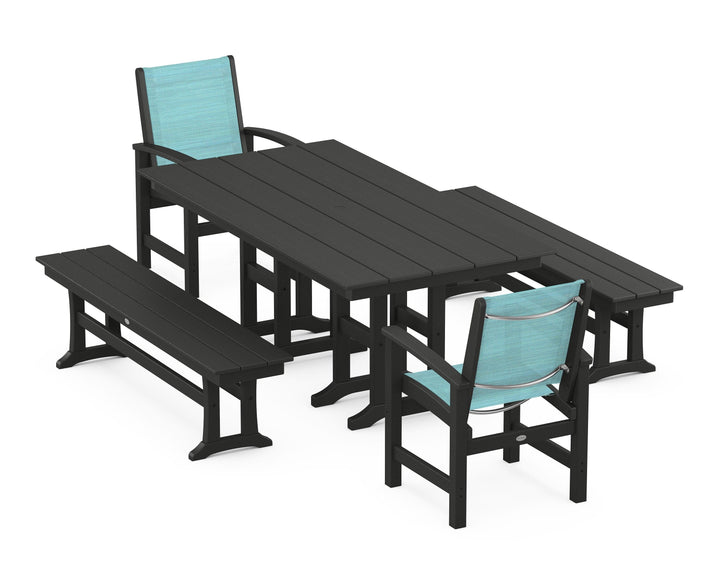 POLYWOOD® Coastal 5-Piece Farmhouse Dining Set