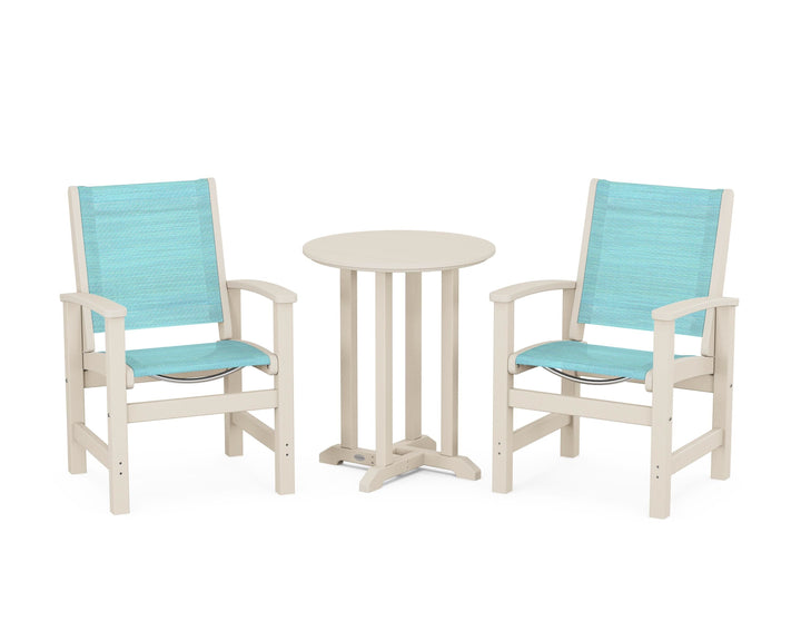 POLYWOOD® Coastal 3-Piece Round Bistro Dining Set