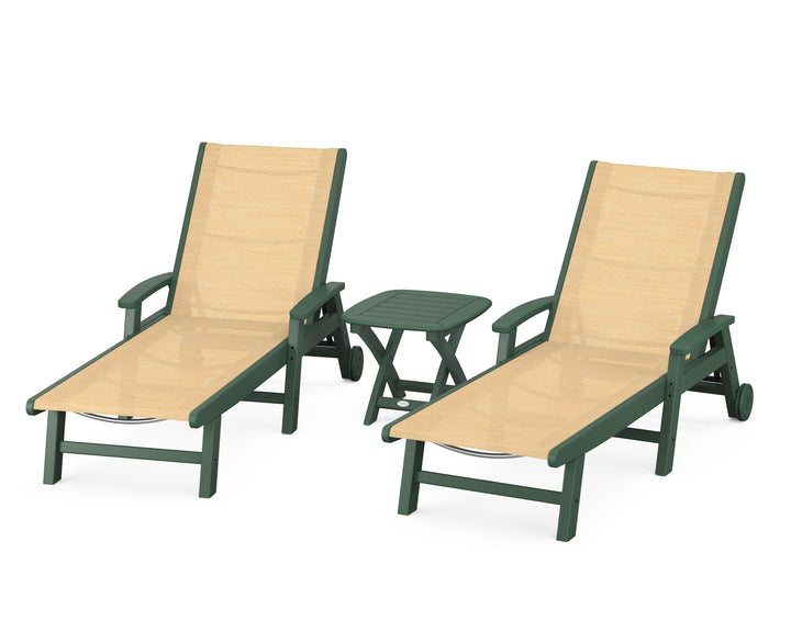 POLYWOOD® Coastal 3-Piece Wheeled Chaise Set