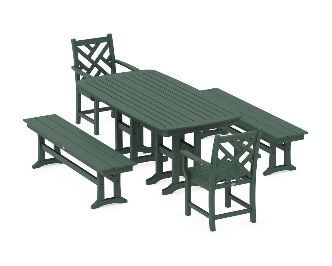 POLYWOOD® Chippendale 5-Piece Dining Set with Benches