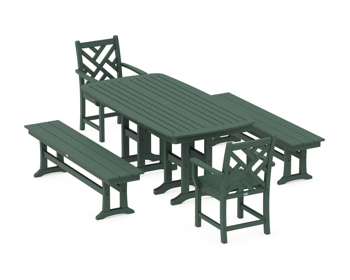 POLYWOOD® Chippendale 5-Piece Dining Set with Benches