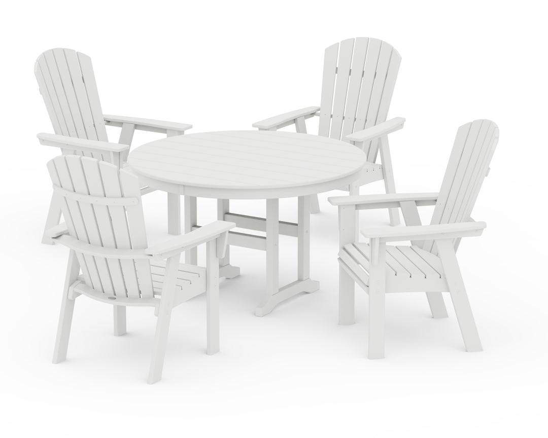 POLYWOOD® Nautical Adirondack 5-Piece Round Farmhouse Dining Set