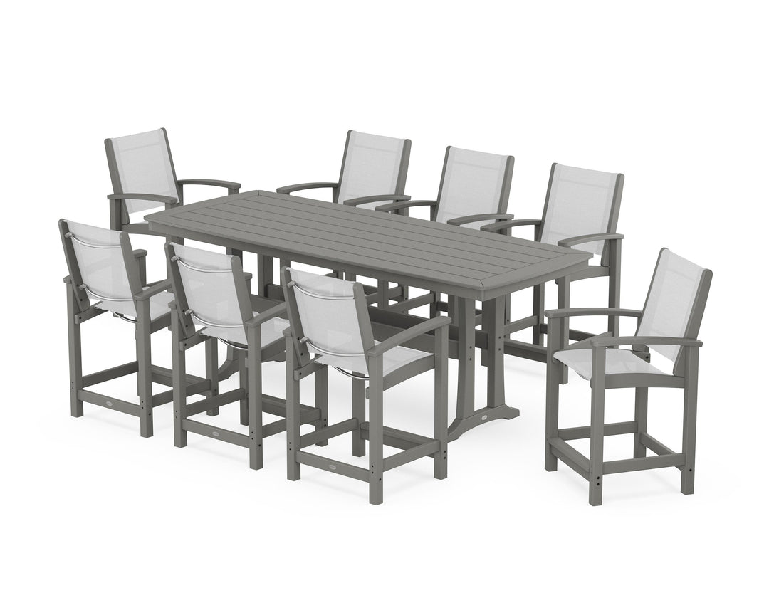 POLYWOOD® Coastal 9-Piece Counter Set with Trestle Legs