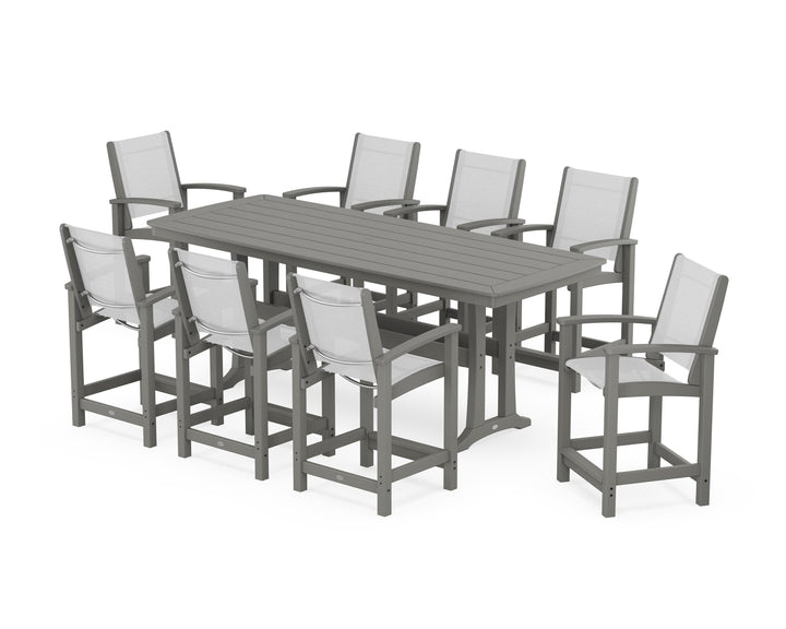 POLYWOOD® Coastal 9-Piece Counter Set with Trestle Legs