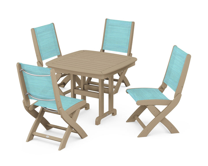 POLYWOOD® Coastal Folding Side Chair 5-Piece Dining Set