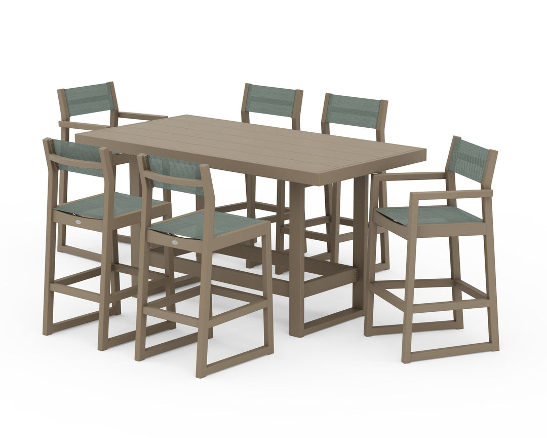 POLYWOOD® EDGE Sling 7-Piece Bar Table Set