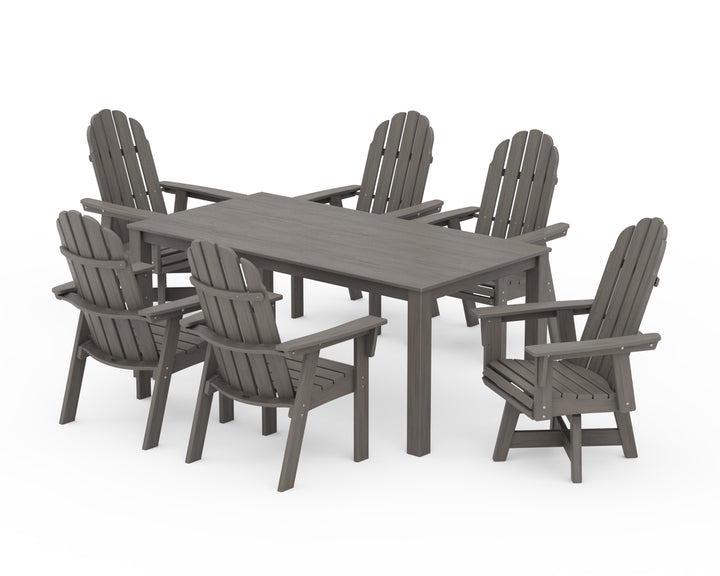 POLYWOOD® Vineyard Curveback Adirondack 7-Piece Parsons Swivel Dining Set