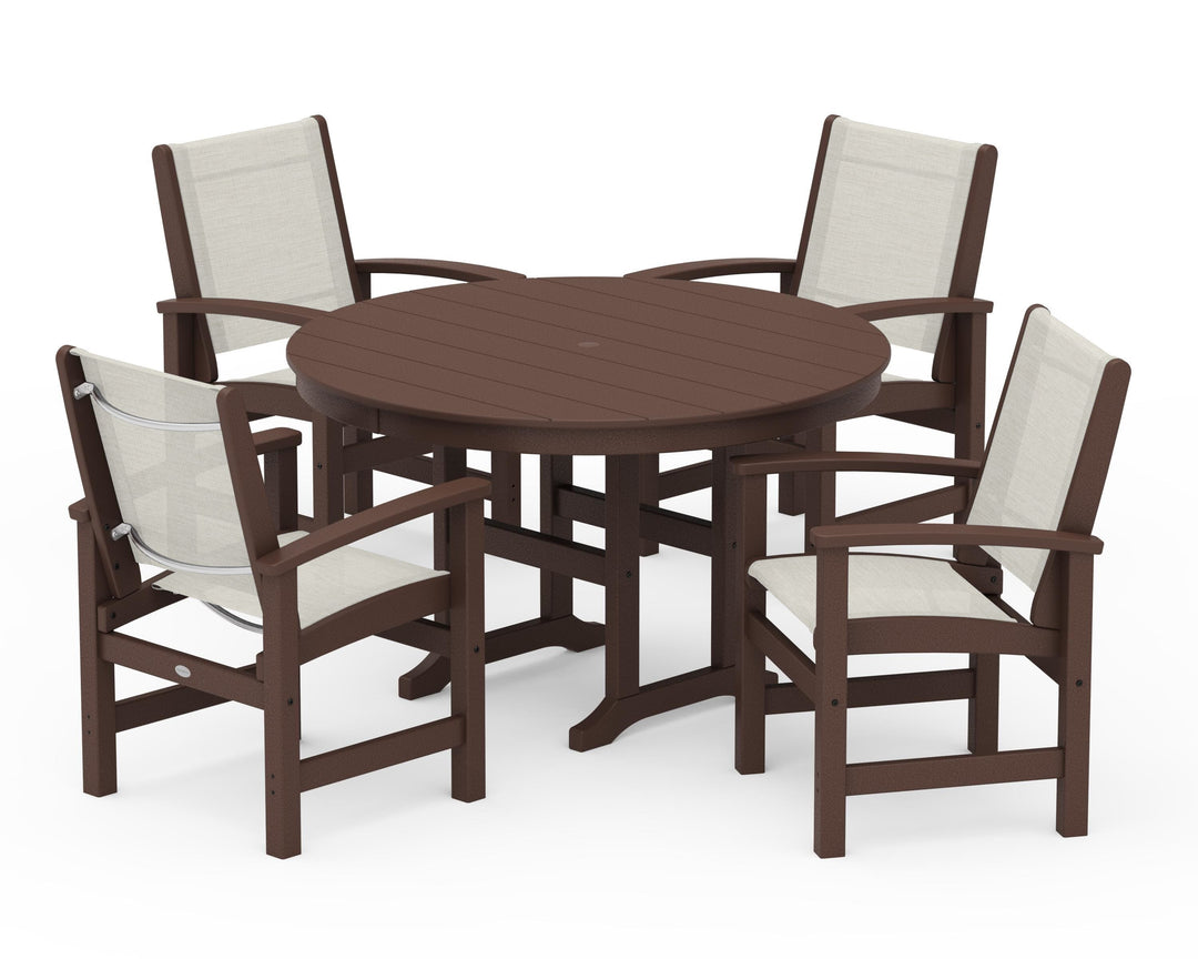 POLYWOOD® Coastal 5-Piece Round Farmhouse Dining Set