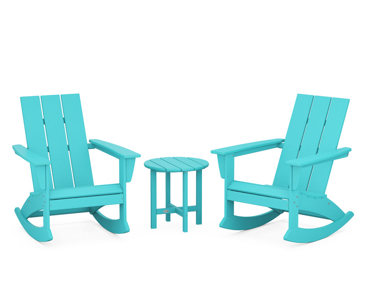 POLYWOOD® Modern 3-Piece Adirondack Rocking Chair Set
