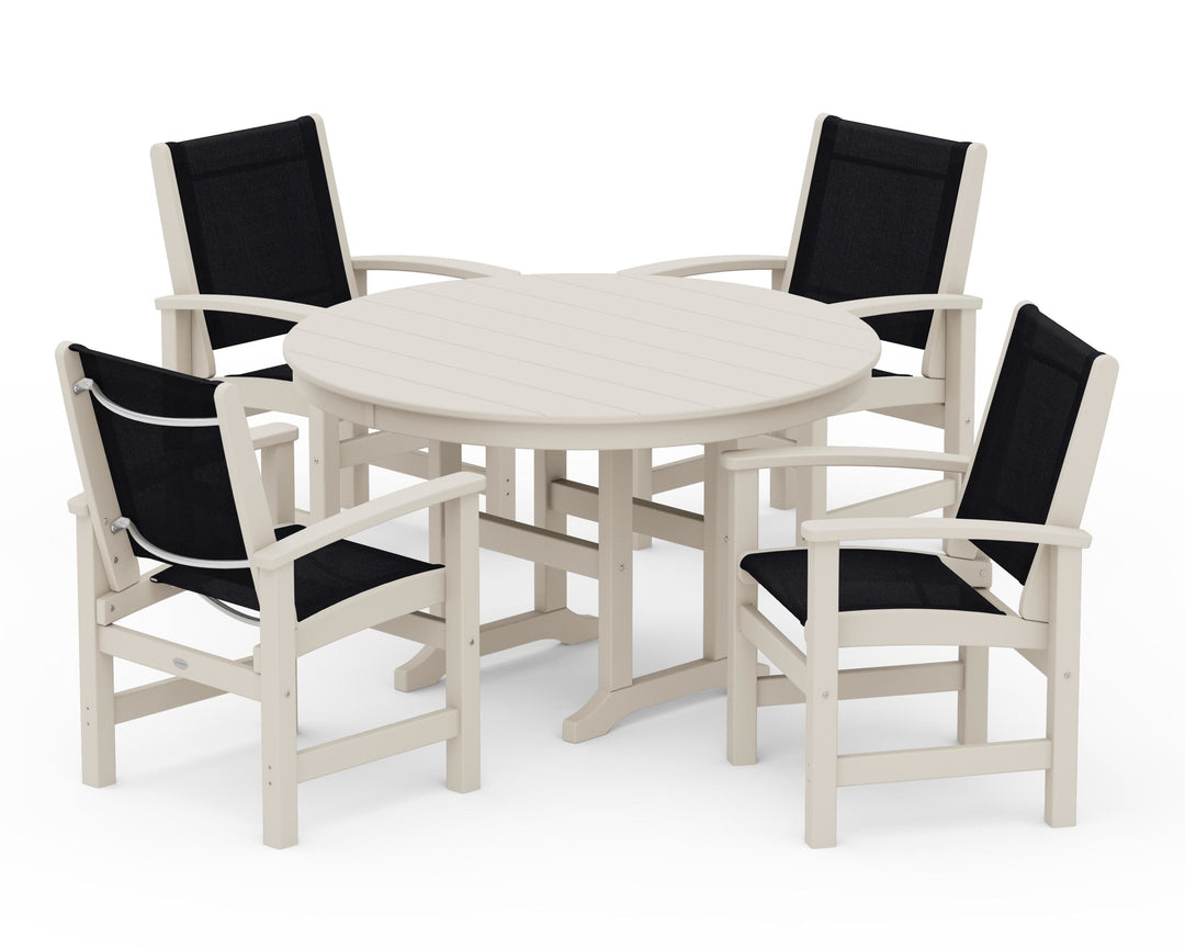 POLYWOOD® Coastal 5-Piece Round Farmhouse Dining Set