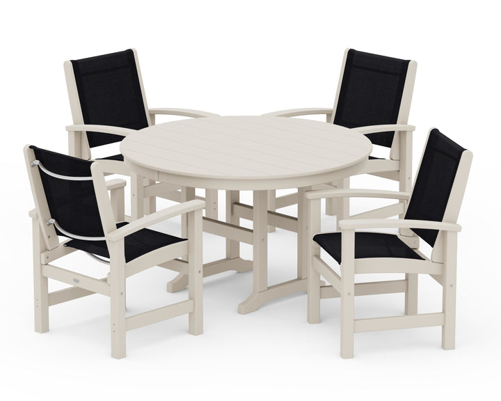 POLYWOOD® Coastal 5-Piece Round Farmhouse Dining Set