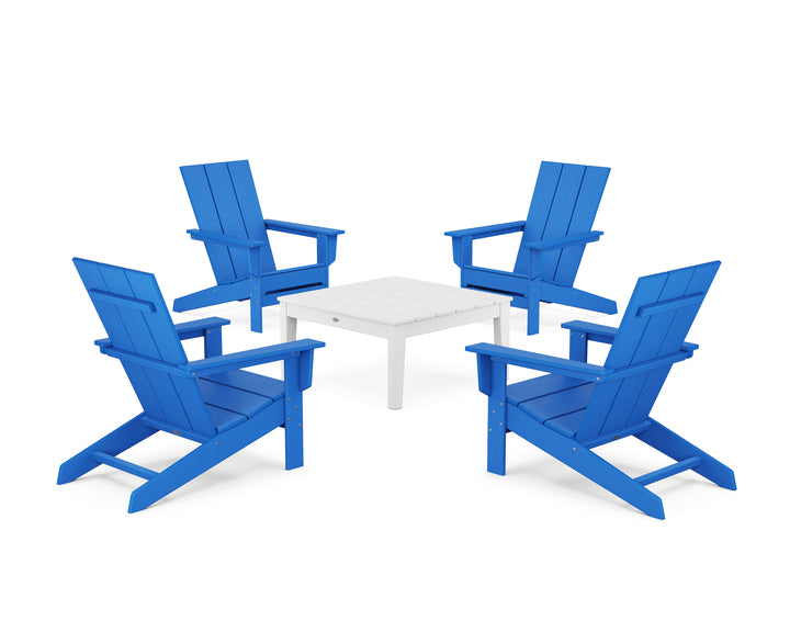 POLYWOOD® 5-Piece Modern Studio Adirondack Chair Conversation Group