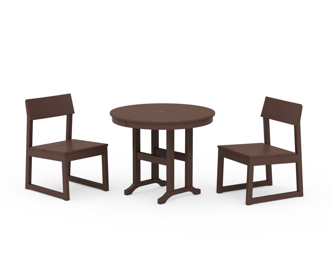 POLYWOOD® EDGE Side Chair 3-Piece Round Dining Set