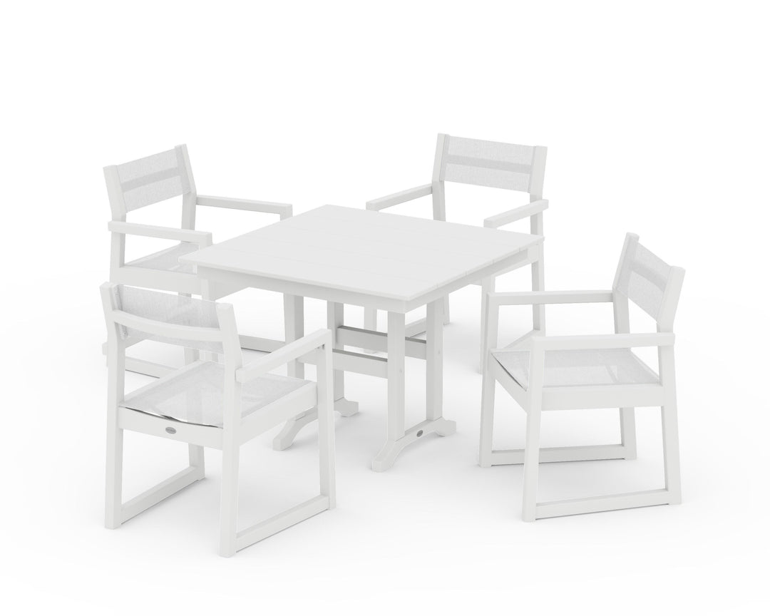 POLYWOOD® EDGE Sling Arm Chair 5-Piece Farmhouse Dining Set