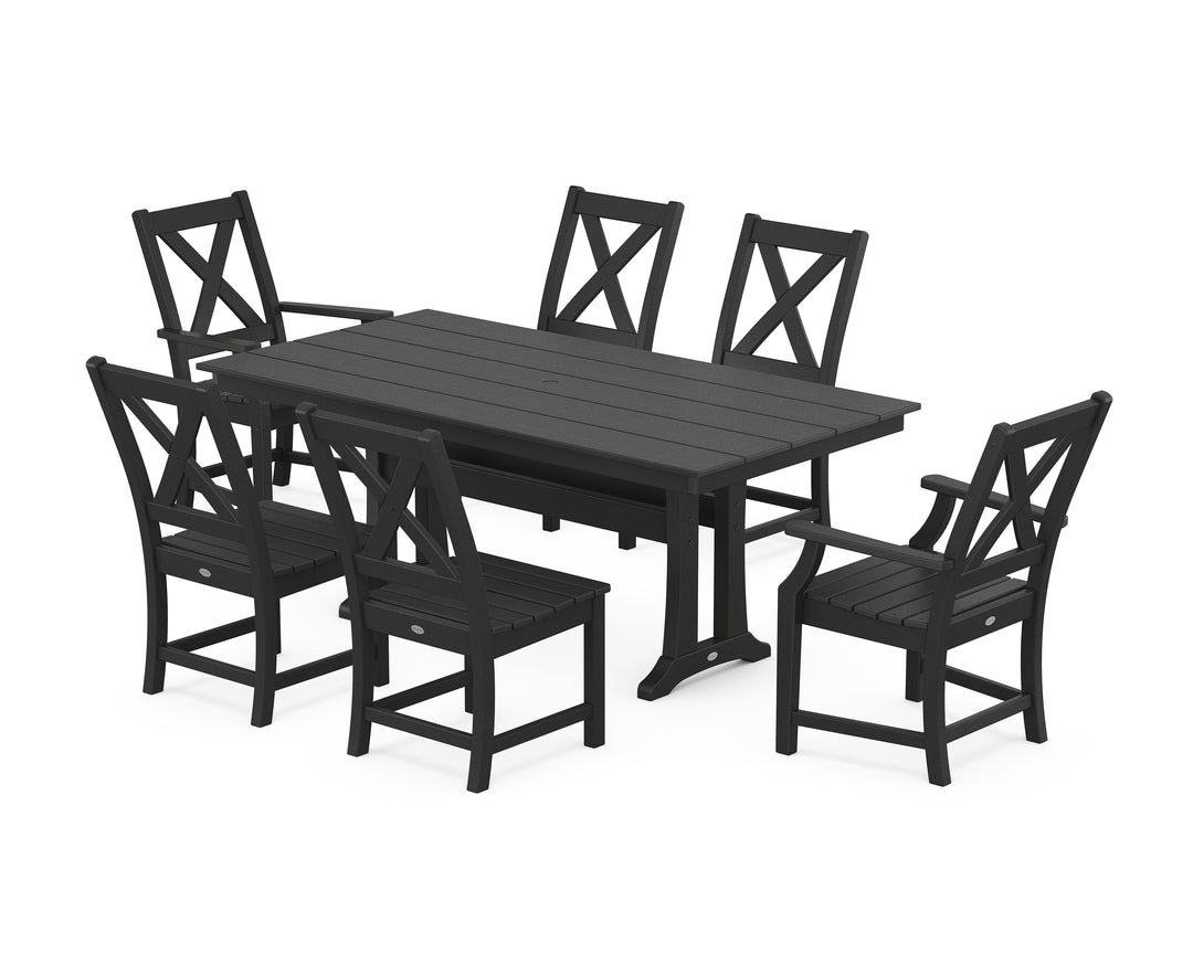 POLYWOOD® Braxton 7-Piece Farmhouse Dining Set With Trestle Legs
