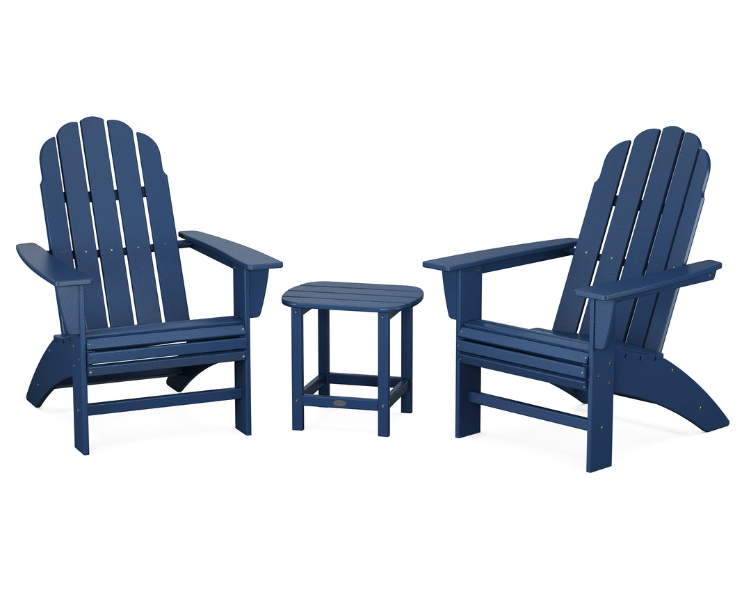 POLYWOOD® Vineyard 3-Piece Curveback Adirondack Set with South Beach 18" Side Table