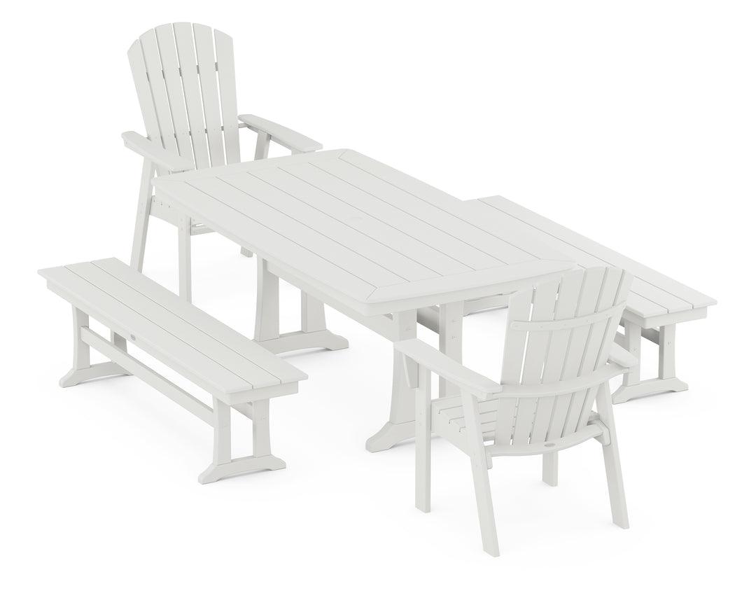 POLYWOOD® Nautical Adirondack 5-Piece Dining Set with Trestle Legs