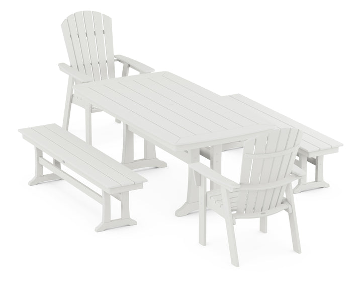 POLYWOOD® Nautical Adirondack 5-Piece Dining Set with Trestle Legs