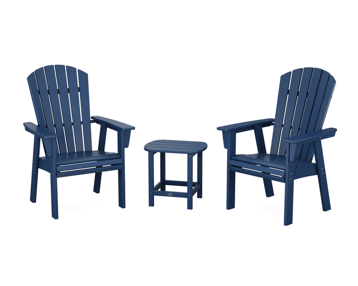 POLYWOOD® Nautical 3-Piece Curveback Upright Adirondack Chair Set