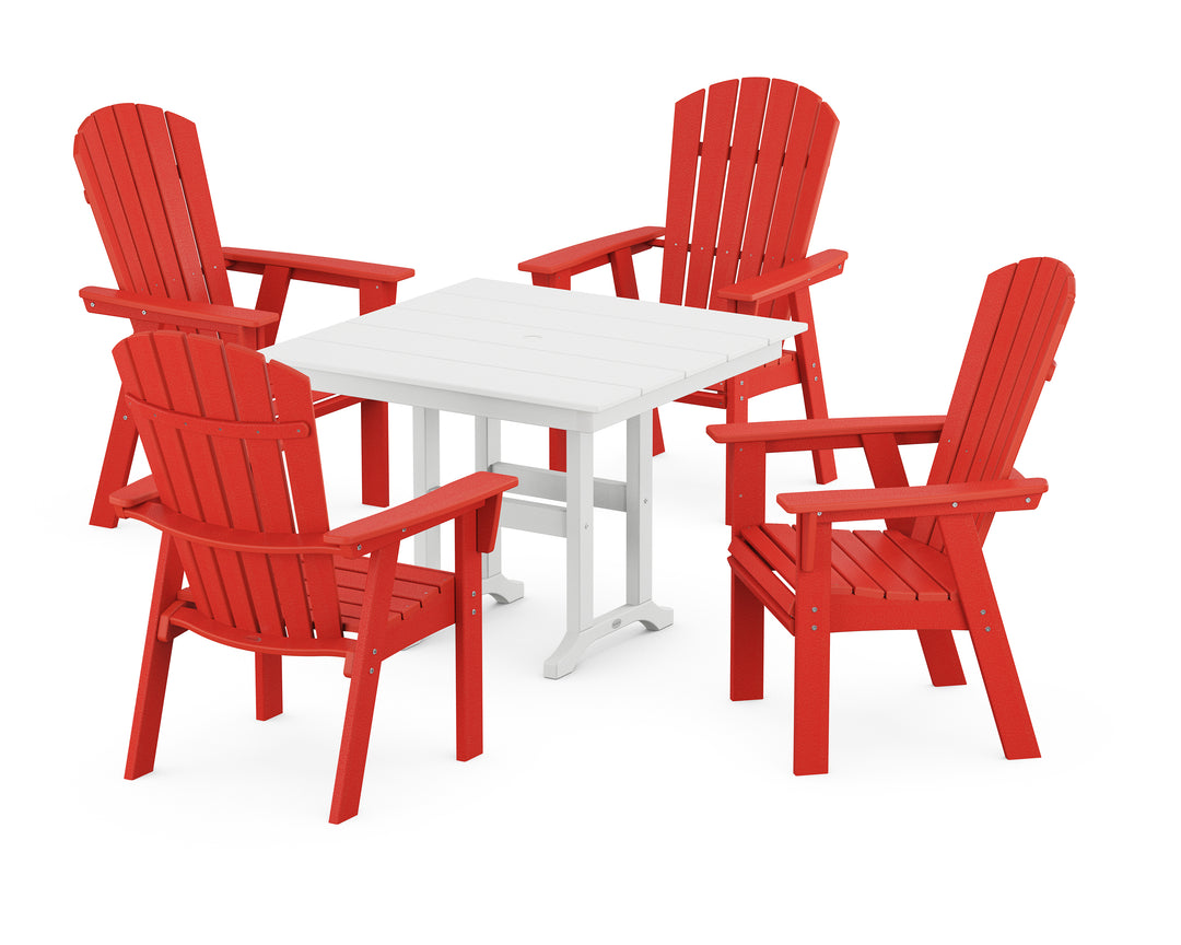 POLYWOOD® Nautical Curveback Adirondack 5-Piece Farmhouse Dining Set