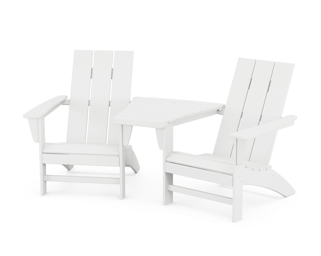 POLYWOOD® Modern 3-Piece Adirondack Set with Angled Connecting Table