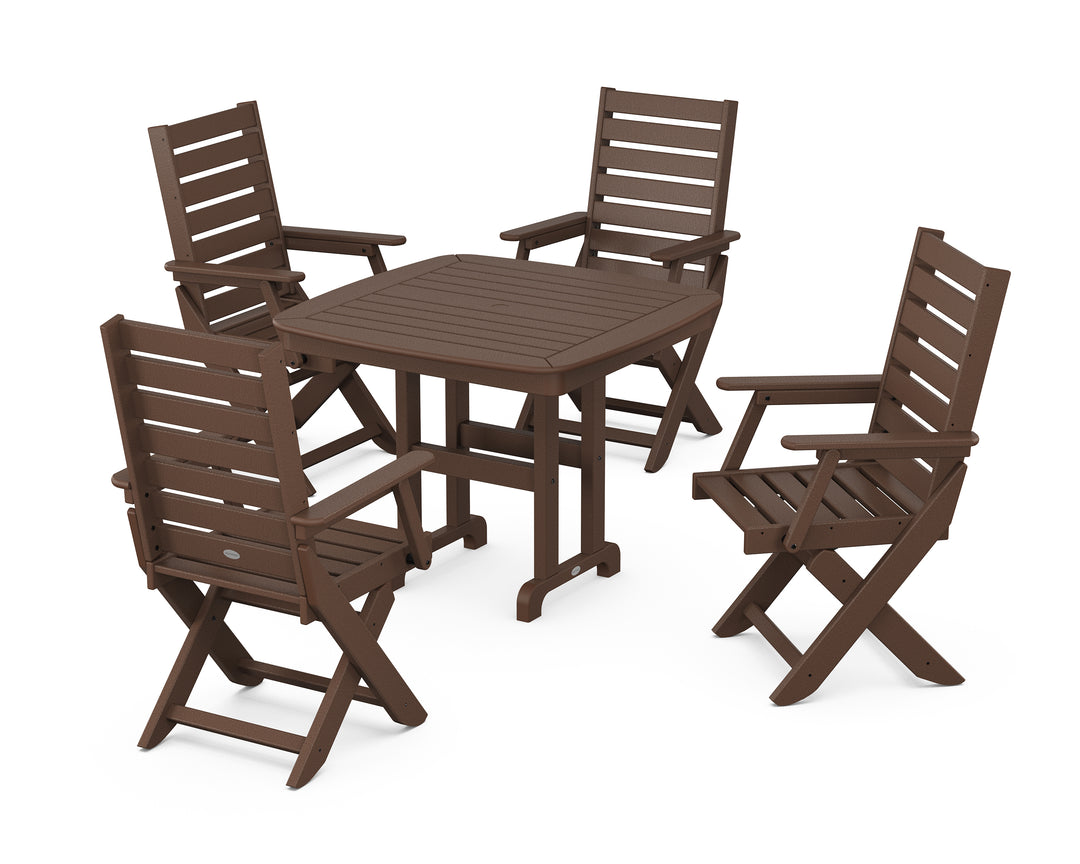 POLYWOOD® Captain Folding Chair 5-Piece Dining Set