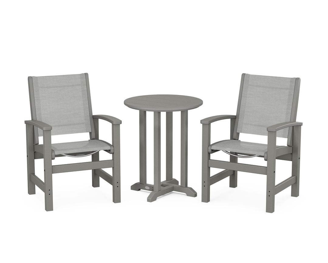 POLYWOOD® Coastal 3-Piece Round Bistro Dining Set