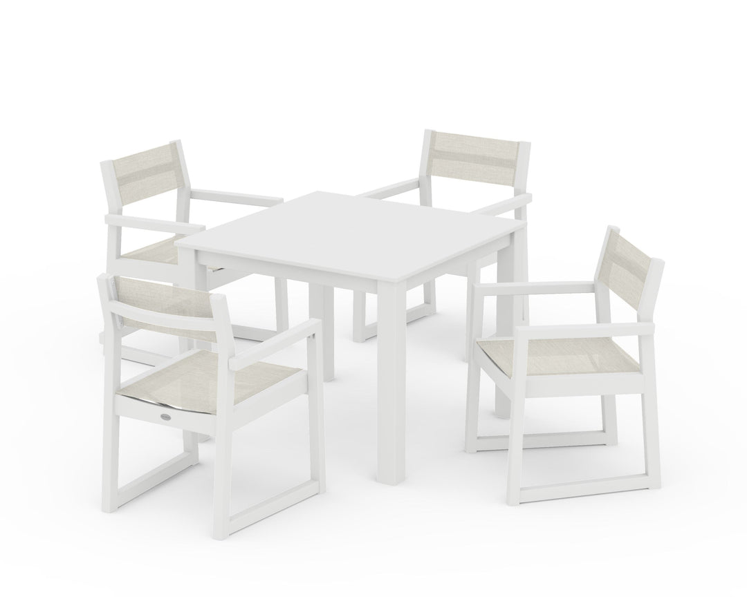 POLYWOOD® EDGE Sling Arm Chair 5-Piece Parsons Dining Set