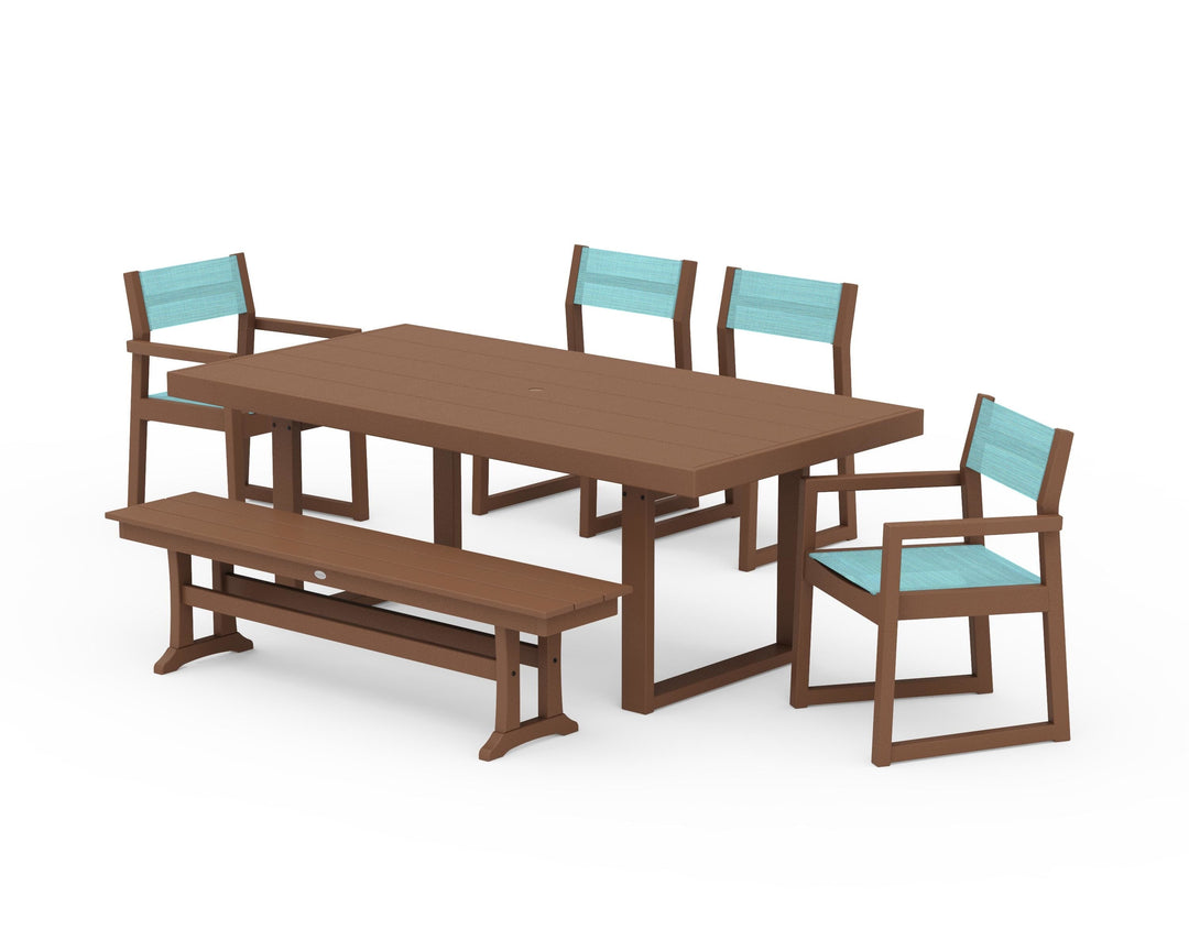 POLYWOOD® EDGE Sling 6-Piece Dining Set with Bench