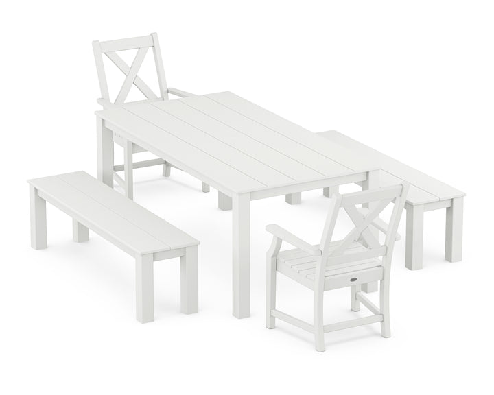 POLYWOOD® Braxton 5-Piece Parsons Dining Set with Benches