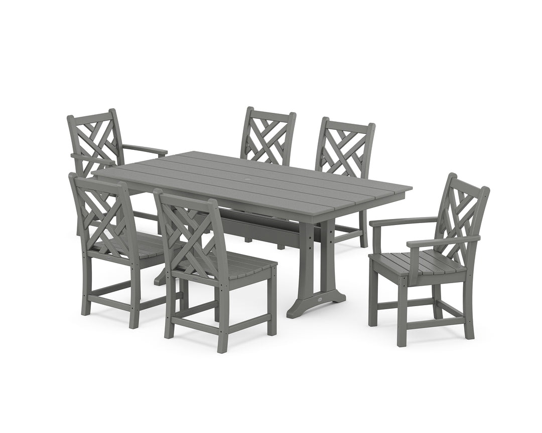 POLYWOOD® Chippendale 7-Piece Farmhouse Trestle Dining Set