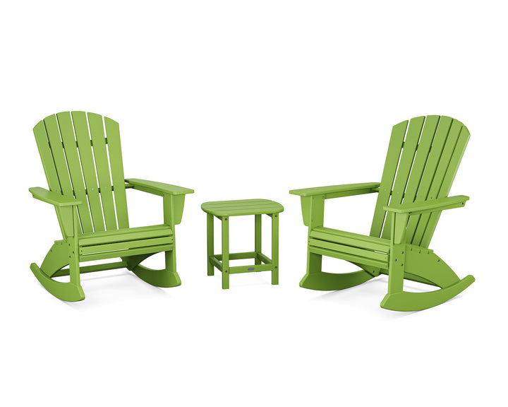 POLYWOOD® Nautical Curveback 3-Piece Adirondack Rocking Chair Set