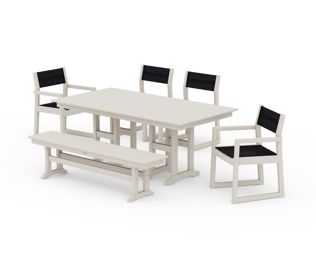 POLYWOOD® EDGE Sling 6-Piece Farmhouse Dining Set